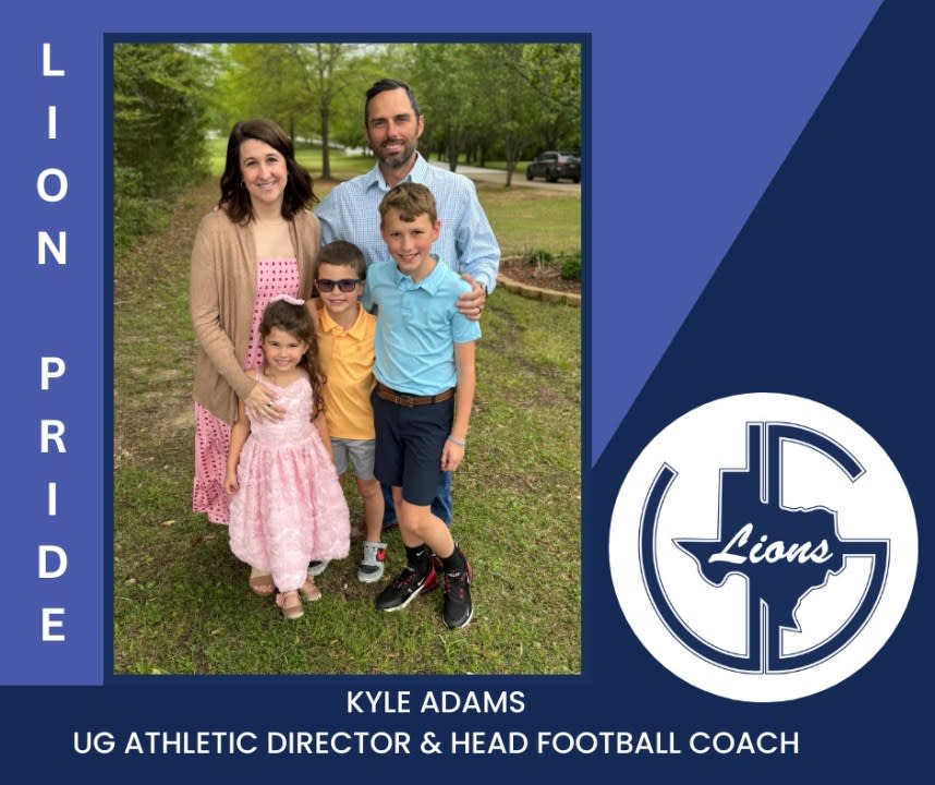 Kyle Adams and his family, courtesy of Union Grove ISD