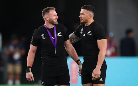 Kieran Read and Sonny Bill Williams of New Zealand embrace after the Rugby World Cup 2019 Bronze Final match between New Zealand and Wales at Tokyo Stadiumon November 1, 2019 in Chofu, Tokyo, Japan - Credit: Getty Images AsiaPac