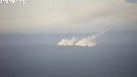 A webcam screen capture shows lava erupting north of Iceland's Bardarbunga volcano.