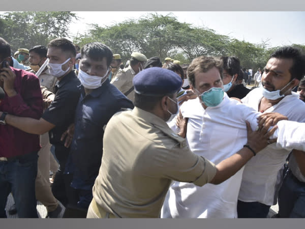 Congress leader Rahul Gandhi was roughed up by Uttar Pradesh Police. (Photo/ANI)