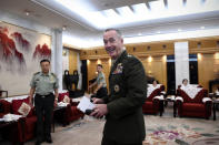 Chairman of U.S. Joint Chiefs of Staff Joseph Dunford meets China's Central Military Commission Vice Chairman Fan Changlong in Beijing on August 17, 2017. REUTERS/Wang Zhao/Pool