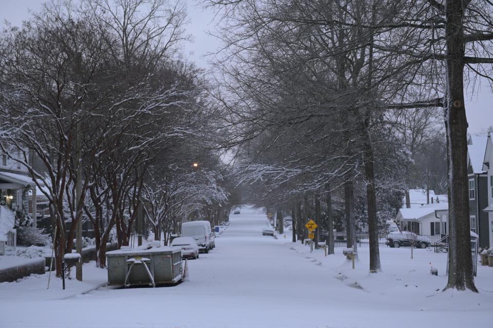 Sunday morning snow in Greenville on Jan. 15.
