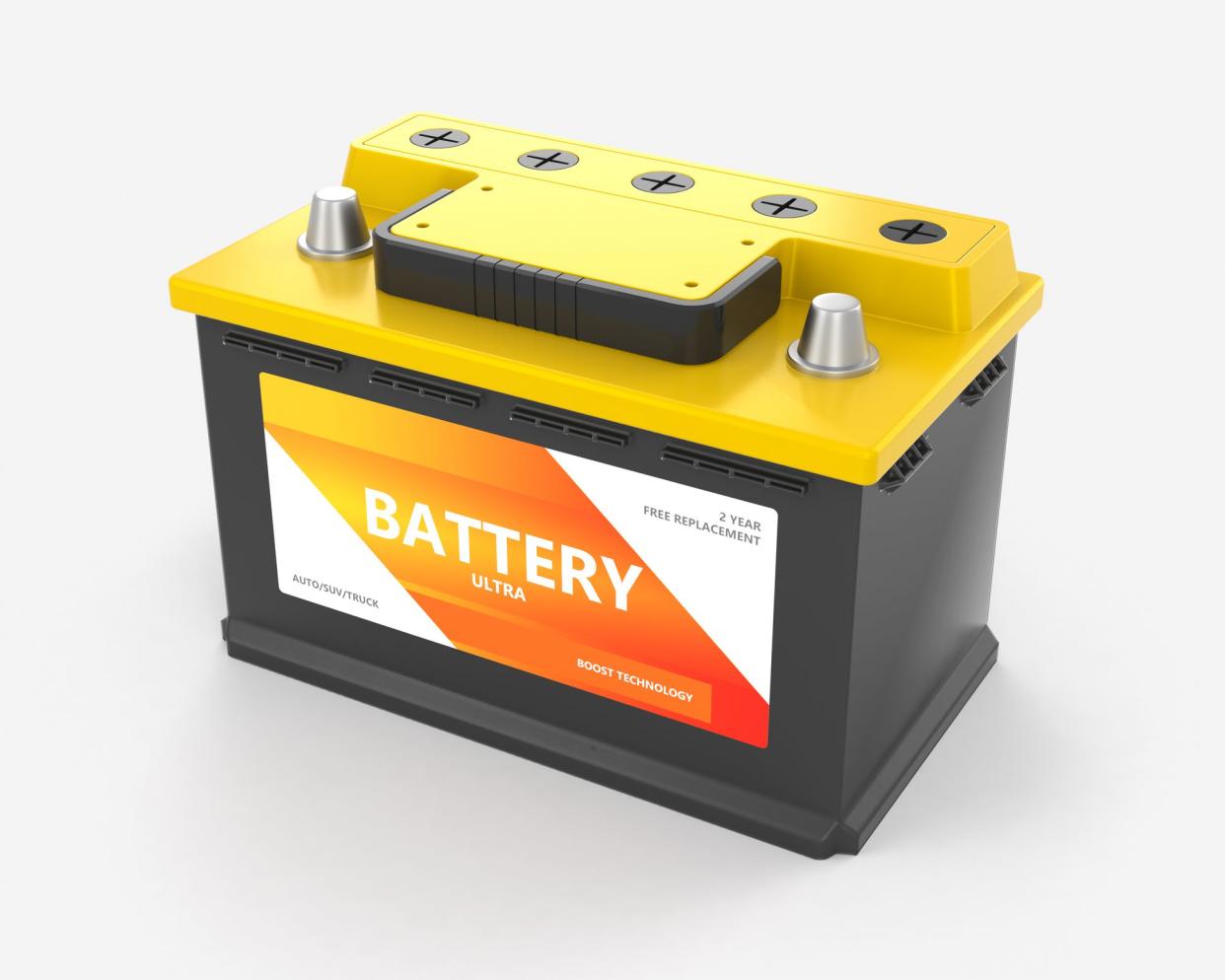 Car battery on a white background