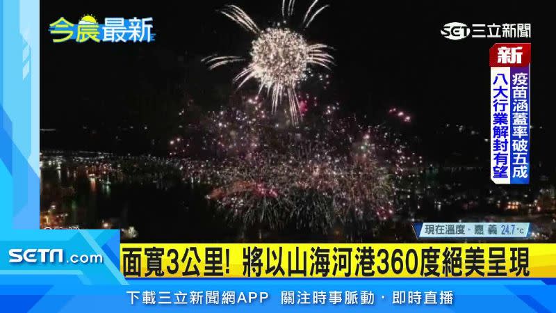 此次焰火施放範圍史上最大，面寬3公里！