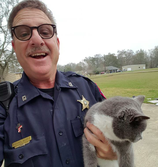 Deputy Scott managed to free Bella from her predicament (Facebook/Ascension Parish Sheriff's Office)