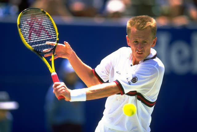 <p>Gary M Prior/Allsport</p> Petr Korda of the Czech Republic in action during the 1999 Australian Open.