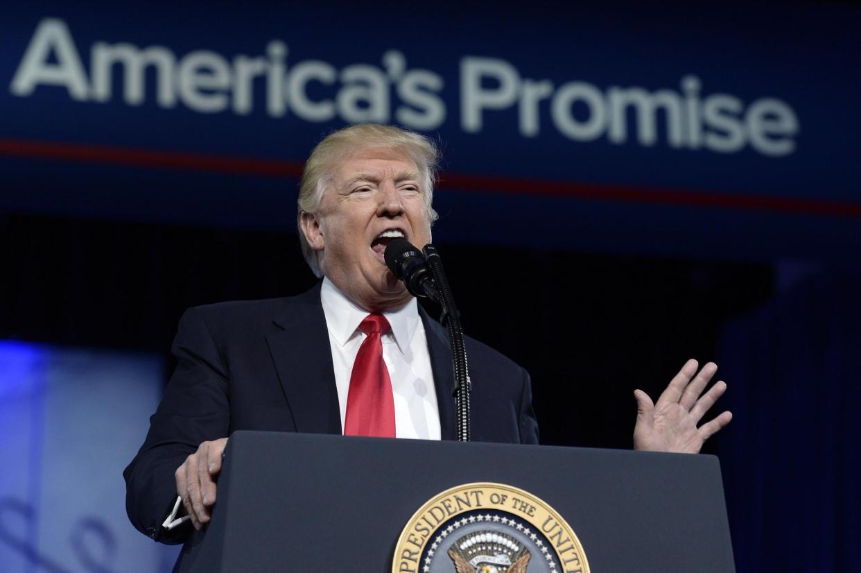 Donald Trump's speeches have repeatedly attacked the mainstream media (EPA)