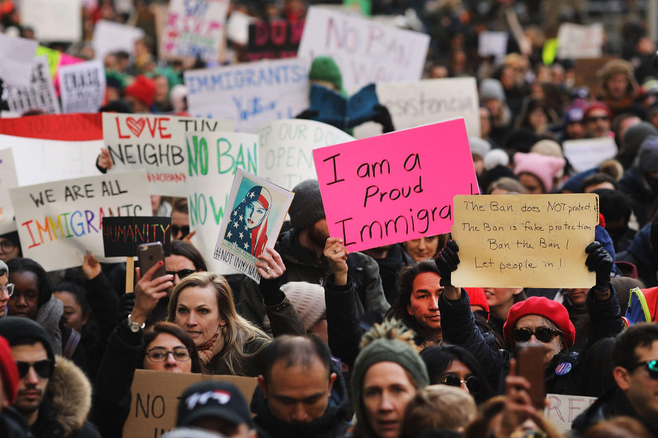 Anti-Trump protesters rally for Muslim and immigrant rights