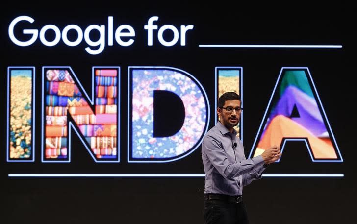 Google CEO Sundar Pichai gestures as he addresses a news conference in New Delhi, India, December 16, 2015. REUTERS/Adnan Abidi/Files