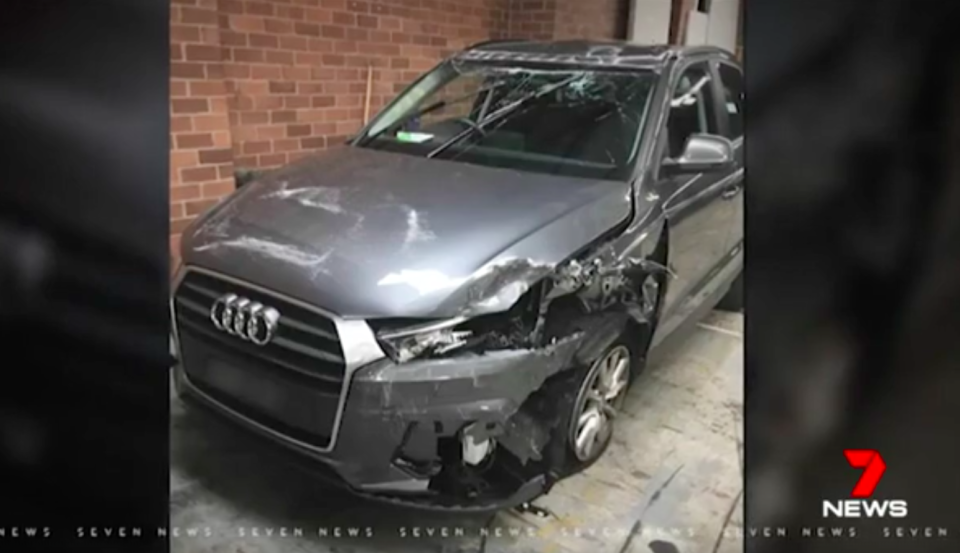 Mr Regan crashed his wife’s car while out looking for his stolen Range Rover. Source: 7 News