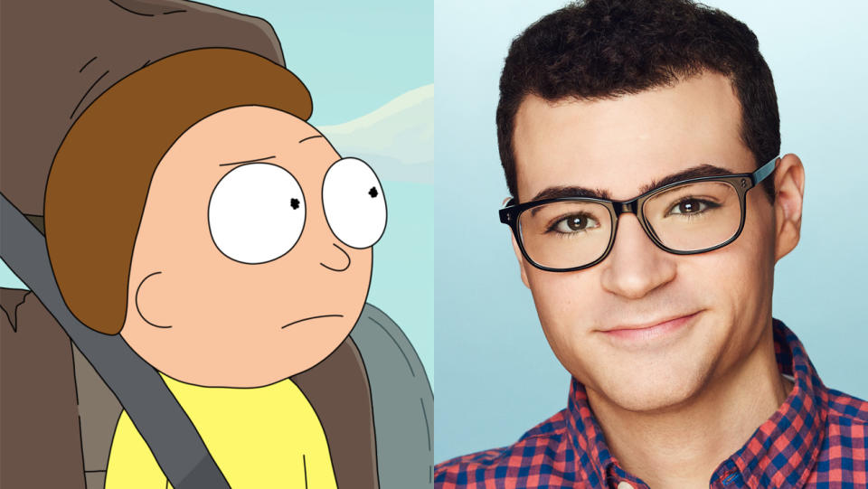 Morty in "Rick and Morty" and actor Harry Belden