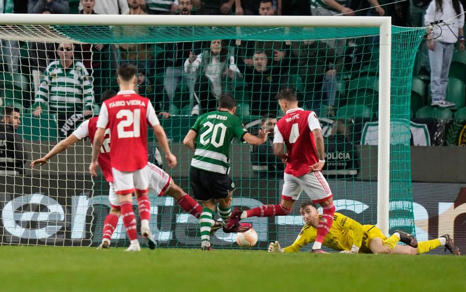 Paulinho scores Sporting CP's second - Arsenal struggle without their spine but salvage draw against Sporting CP - AP/Armando Franca