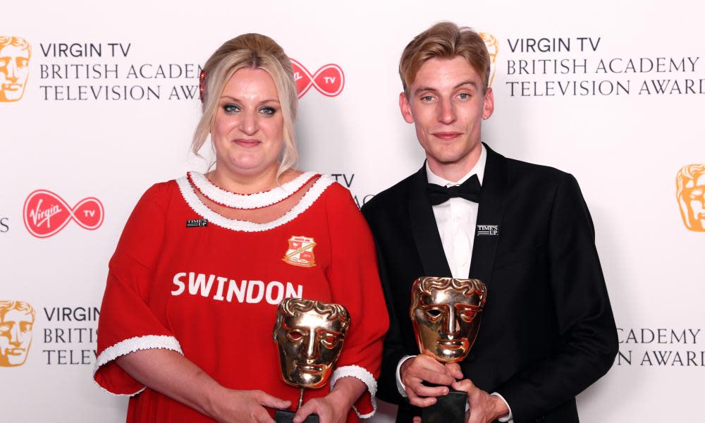 Daisy May and Charlie Cooper with their Baftas