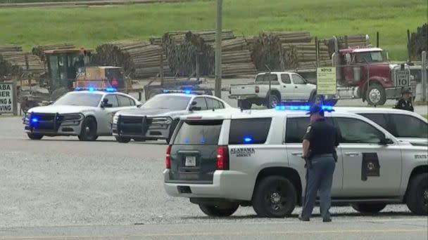 PHOTO: Law enforcement at the scene after two Bibb County Sheriff's Office deputies were shot on Highway 25 in Bibb County, Ala., June 29, 2022. (WBMA)