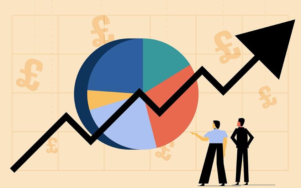 pie chart investor arrow stocks christmas