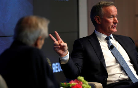 Retired U.S. Navy Admiral William McRaven, the former head of U.S. special operations who oversaw the raid on Osama bin Laden, speaks at a Reuters Newsmakers event in New York City, New York, U.S., May 22, 2019. REUTERS/Mike Segar