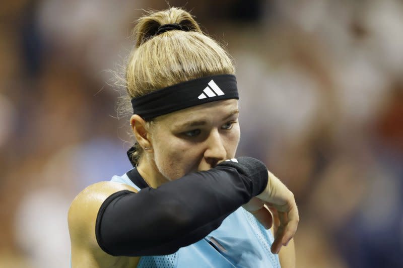 Karolina Muchova of the Czech Republic sustained a right wrist injury at the 2023 U.S. Open. File Photo by John Angelillo/UPI