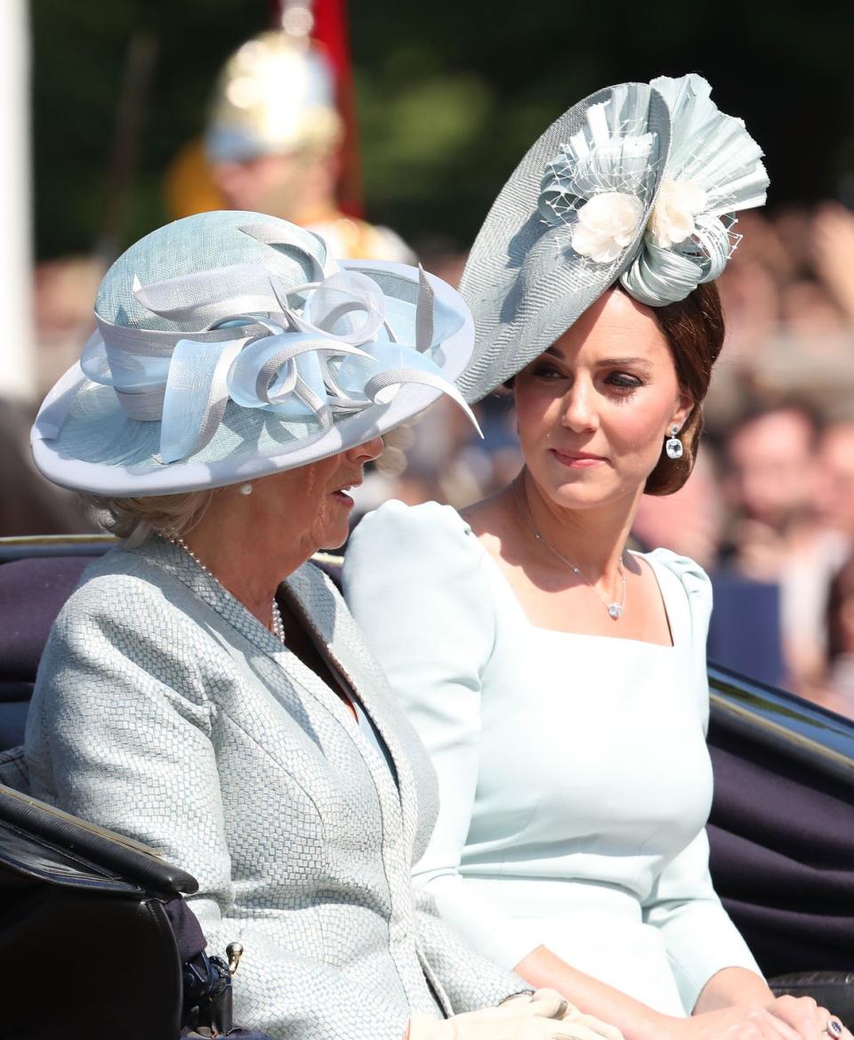 <p>The pair, who both wore icy blue outfits (more on Kate's dress here) for the Queen's annual birthday parade.</p>
