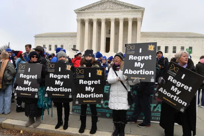 Anti-abortion activists demonstrate at the U.S. Supreme Court.