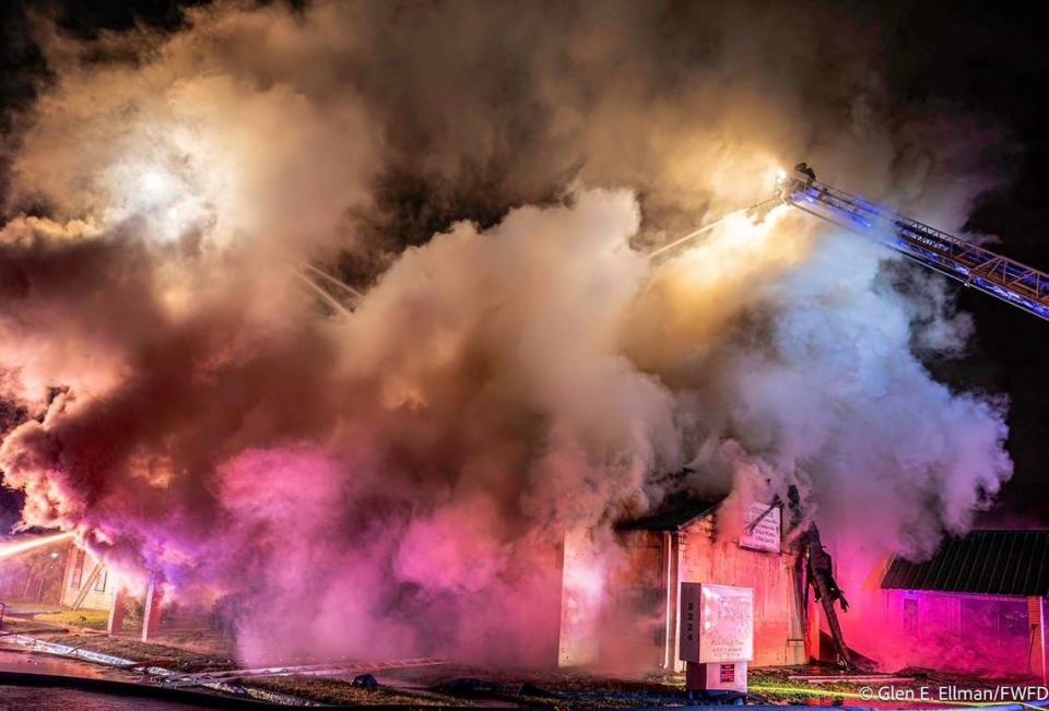 Getsemani Church, located on Fort Worth’s north side, was damaged by a fire Thursday night, officials say. No one was injured in the blaze, but a firefighter got entangled in a rope and ran low on air before managing to get free.