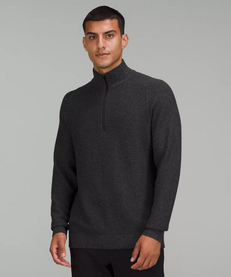 Textured Knit Half-Zip Sweater. Image via Lululemon.