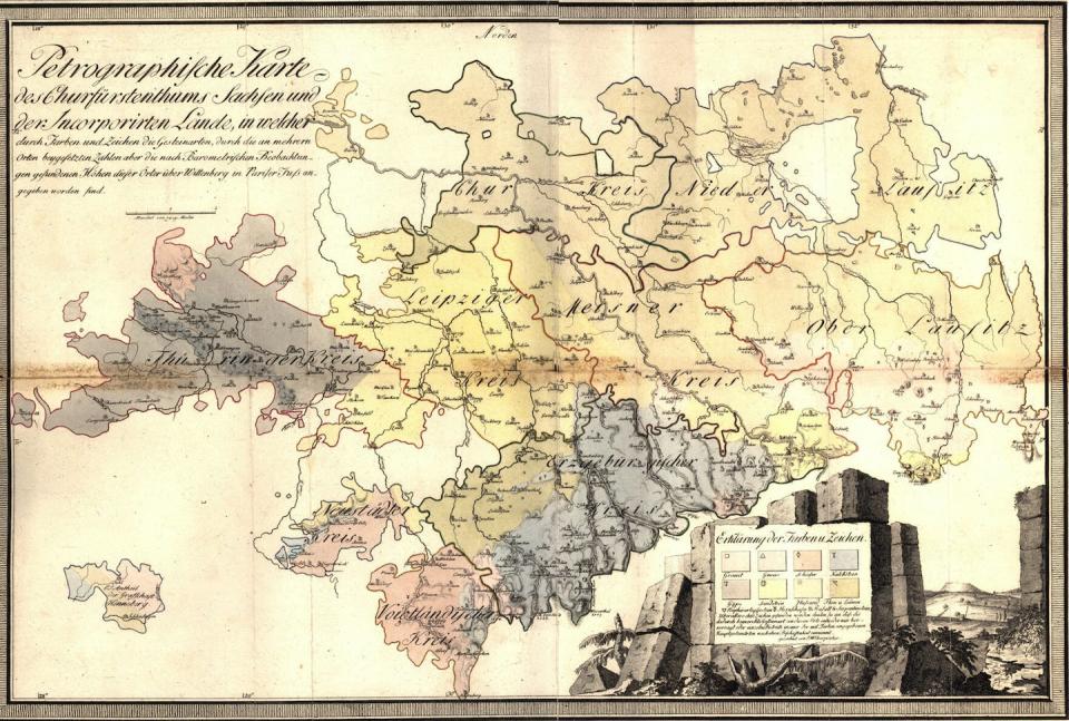 Carte géologique ancienne gravée par Charpentier.