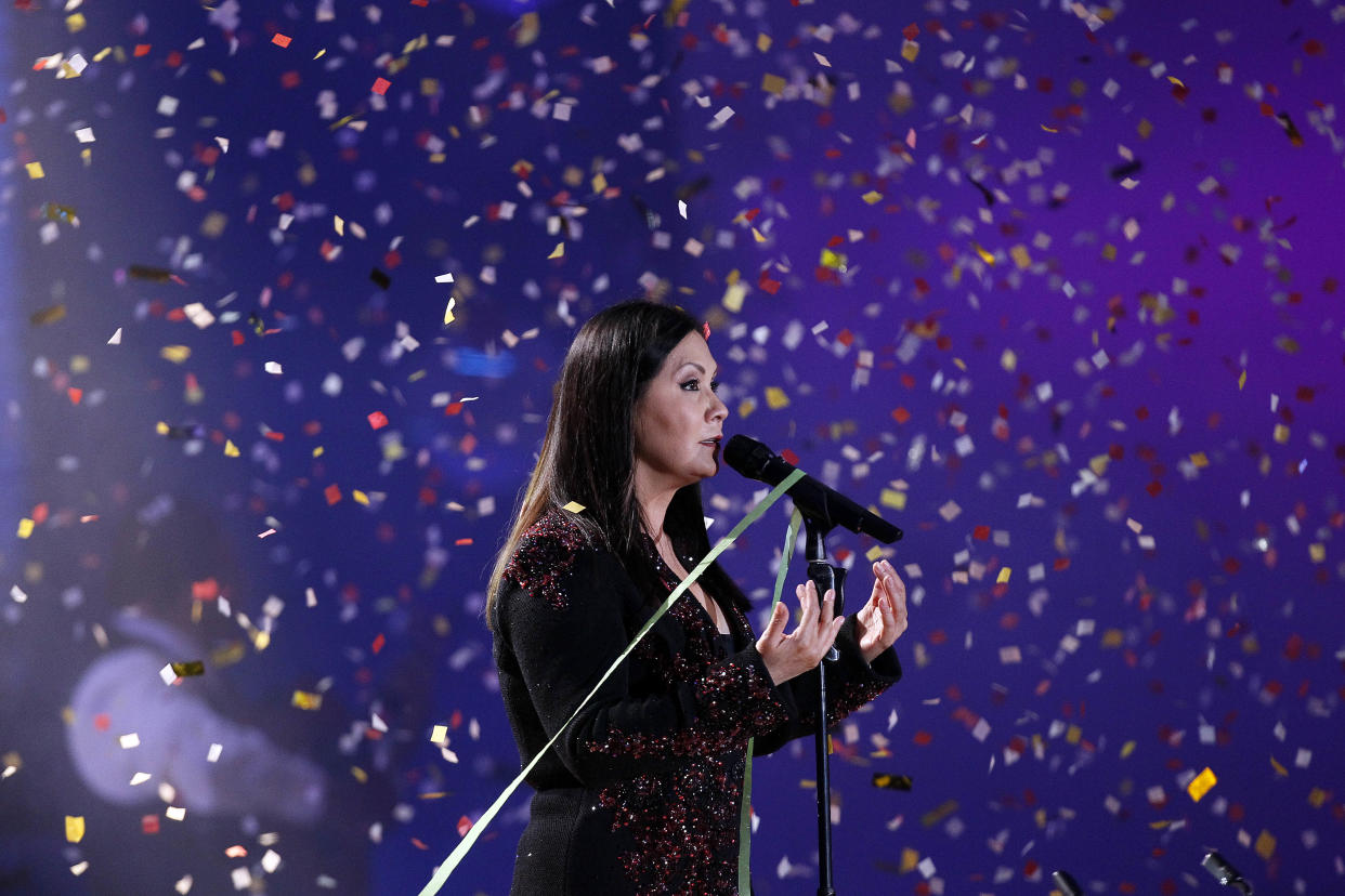 Ana Gabriel en Viña del Mar en el 2014. (AP Photo/Luis Hidalgo)