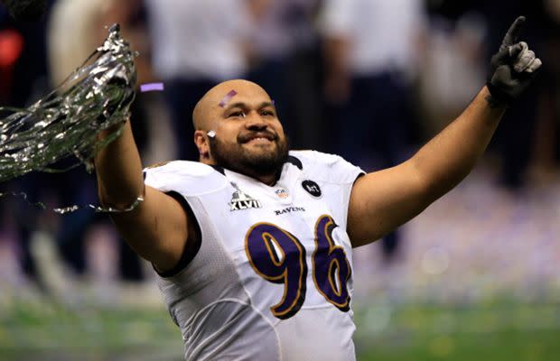 Ma'ake after winning the 2012 Superbowl. Source: Getty