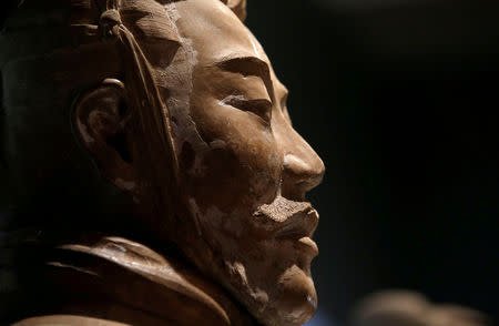 FILE PHOTO: A Terracotta Warrior which guarded the tomb of China’s First Emperor, Qin Shi Huang, on loan from China is displayed in The World Museum, Liverpool, Britain February 6, 2017. REUTERS/Andrew Yates