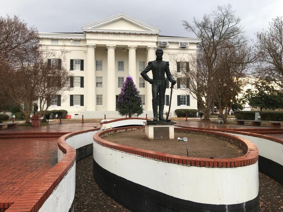 A statue of Andrew Jackson at Jackson City Hall.