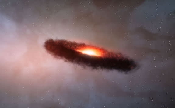Artist’s impression of the disc of dust and gas around a brown dwarf Click to Enlarge This artist’s impression shows the disc of gas and cosmic dust around a brown dwarf. Image released Nov. 30, 2012.
