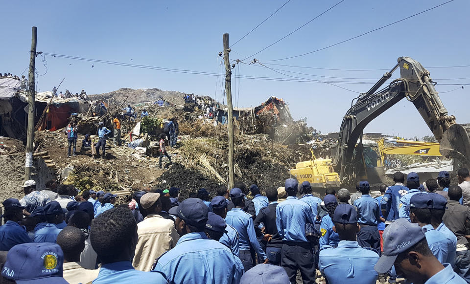 Garbage dump landslide in Ethiopia