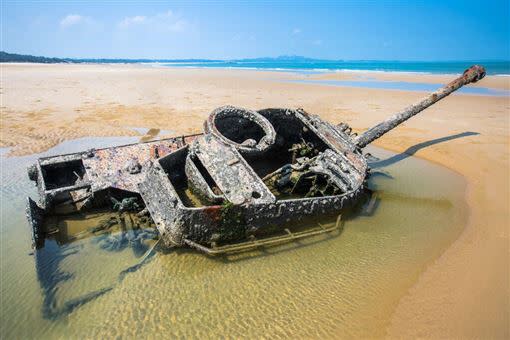 歐厝海灘戰車遺跡。（圖／翻攝自金門觀光旅遊網）