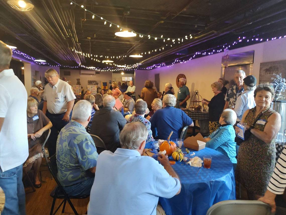 About 100 class members from the 1950s and 1960s gathered at the Athens Schoolhouse for a reunion Saturday. Karla Ward/kward1@herald-leader.com