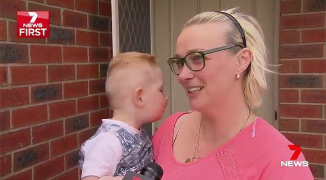 Sam with mum Louise. Source: 7News