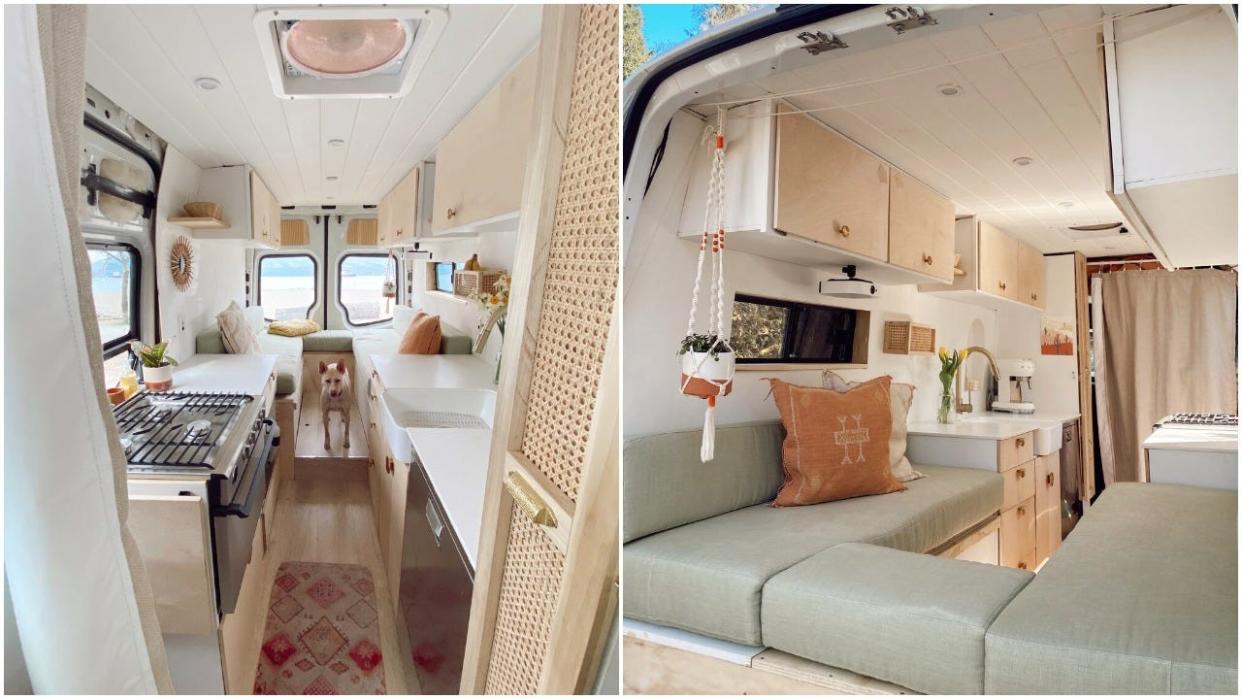 Nick Bollen and Sabrina Mazzotta's Mercedes Sprinter van that they converted into a tiny home on wheels.