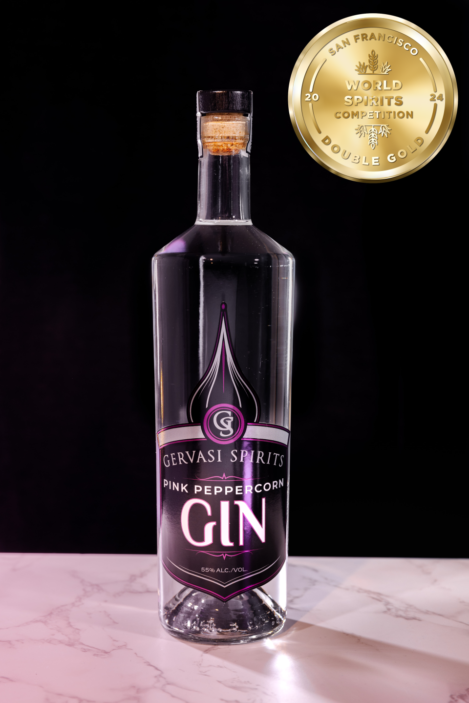 Gervasi Spirits awarded a Double Gold Medal for its Pink Peppercorn Gin.