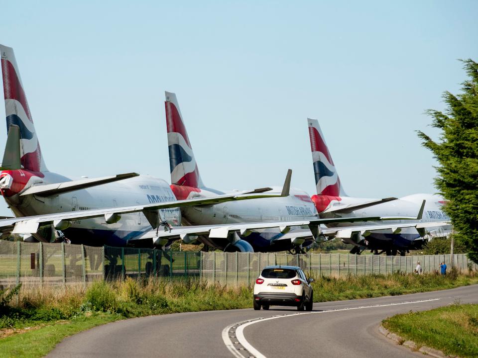 British Airways 747s parked at Cotswold Airport.