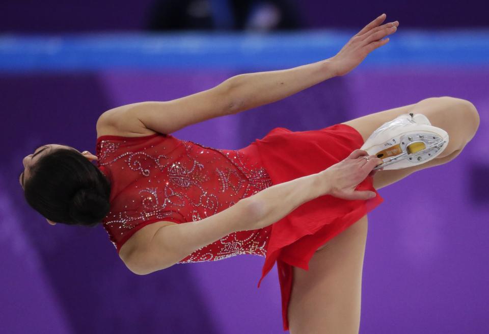 <p>Mirai Nagasu of the USA competes in ladies free skating during the figure skating team event at Gangneung Ice Arena on day three of the PyeongChang Winter Olympics, Feb. 12, 2018. (Photo by Jean Catuffe/Getty Images) </p>