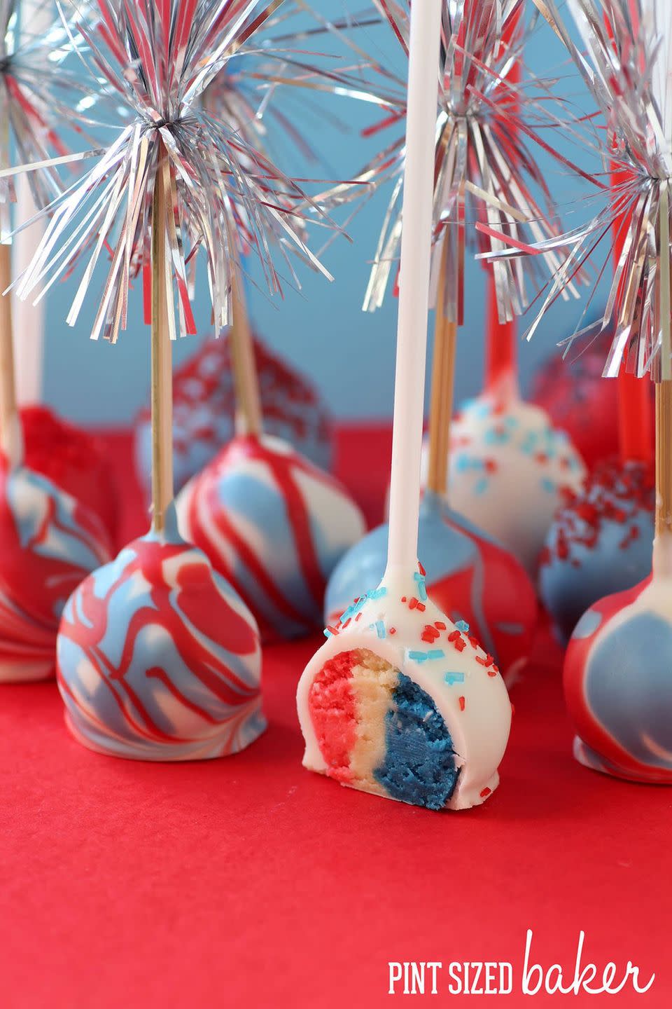 <p>You need portable cake when you're watching the fireworks.</p><p>Get the recipe from <a href="http://pintsizedbaker.com/4th-of-july-cake-pops/" rel="nofollow noopener" target="_blank" data-ylk="slk:Pint Sized Baker;elm:context_link;itc:0;sec:content-canvas" class="link ">Pint Sized Baker</a>.</p>