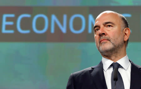 European Commissioner for Economic and Financial Affairs Pierre Moscovici presents the European Union executive's autumn economic forecasts during a news conference at the EU Commission headquarters in Brussels, Belgium November 9, 2016. REUTERS/Yves Herman