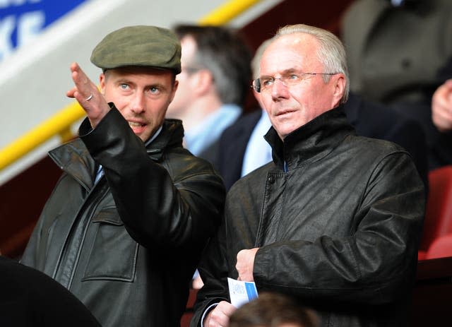 Ivory Coast coach Eriksson in the stands at Turf Moor