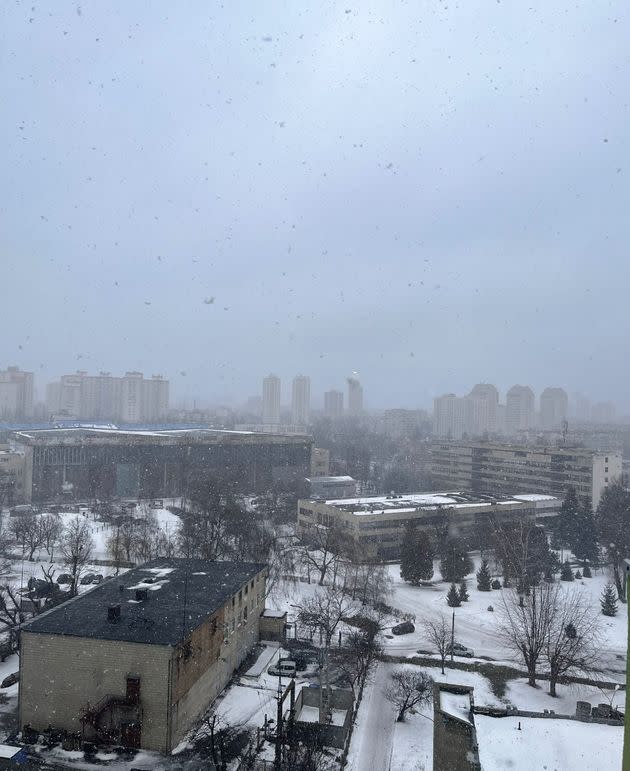 The view from Oleksandra's window from exactly a year ago (Feb. 23, 2022)