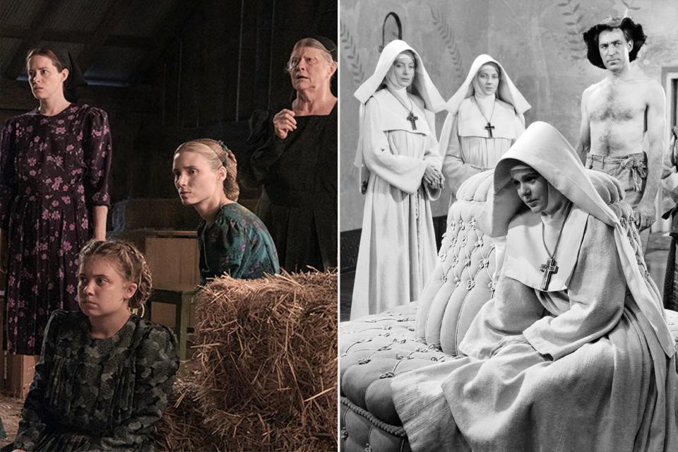 WOMEN TALKING (2022) Rooney Mara, Claire Foy, and Jessie Buckley CR: Michael Gibson/United Artists Releasing; 1947: English actor David Farrar (1908 - 1995) intrudes topless into a room full of nuns in a fraught scene from 'Black Narcissus', directed by Michael Powell and Emeric Pressburger. Second left is Deborah Kerr and on the far left is Flora Robson (1902 - 1984). (Photo via John Kobal Foundation/Getty Images)