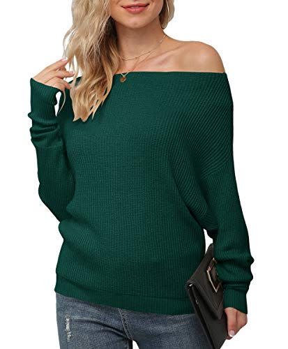 35) Off-the-Shoulder Waffle Knit Sweater