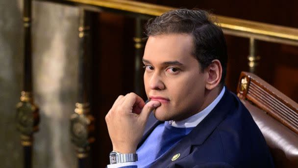 PHOTO: In this file photo taken on January 3, 2023, newly elected Republican Representative from New York, George Santos, looks on as the US House of Representatives convenes for the 118th Congress at the US Capitol in Washington. (Mandel Ngan/AFP via Getty Images, FILE)