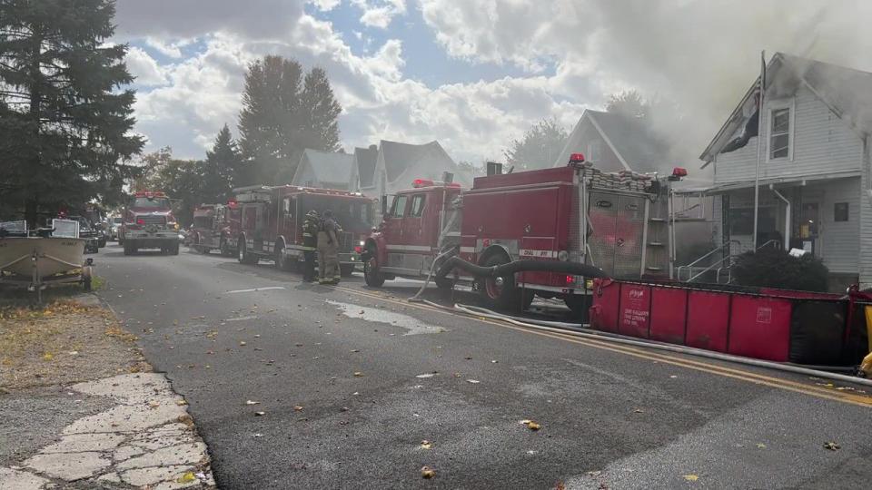 Fire departments from across Shelby County battled a fire at this post office in Pemberton Thursday. (Contributed Photo)