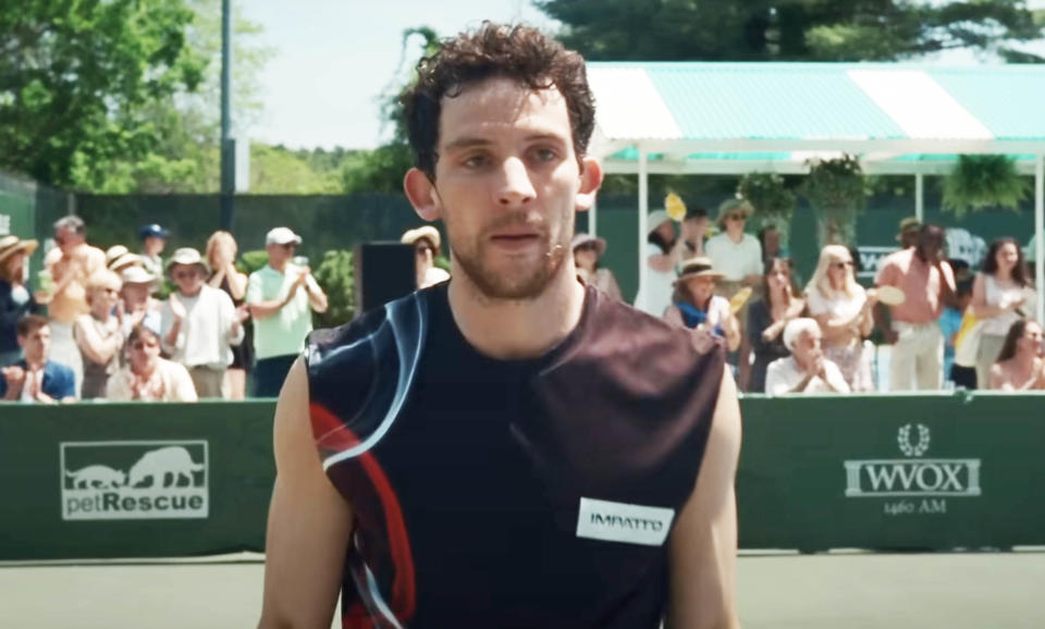 Josh O'Connor as Patrick playing tennis in Challengers