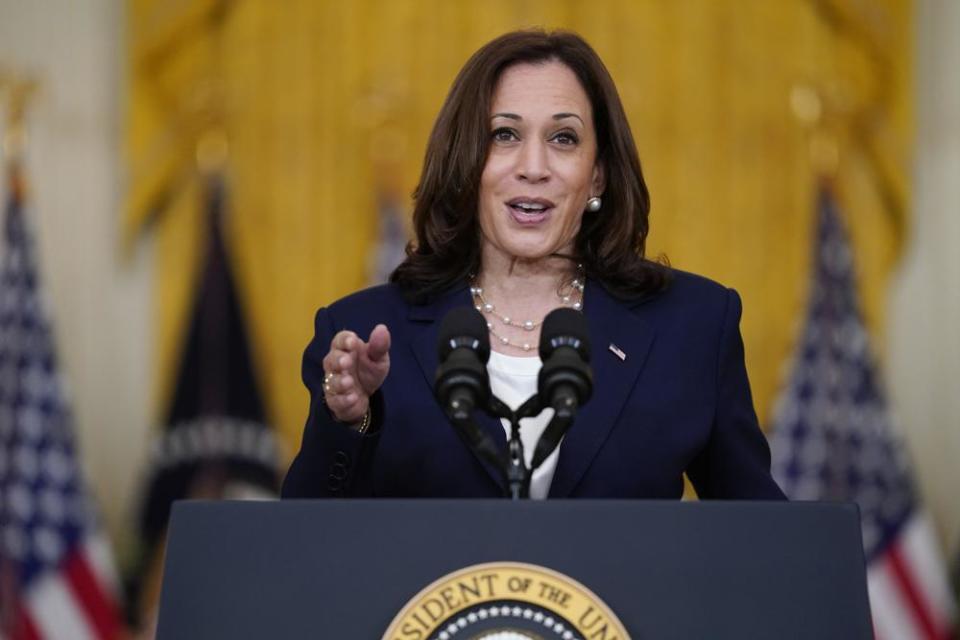 Vice President Kamala Harris speaks from the East Room of the White House in Washington. (AP Photo/Evan Vucci, File)