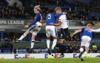 Soccer Football - Europa League - Everton vs Atalanta - Goodison Park, Liverpool, Britain - November 23, 2017 Atalanta's Andreas Cornelius scores their fifth goal Action Images via Reuters/Carl Recine